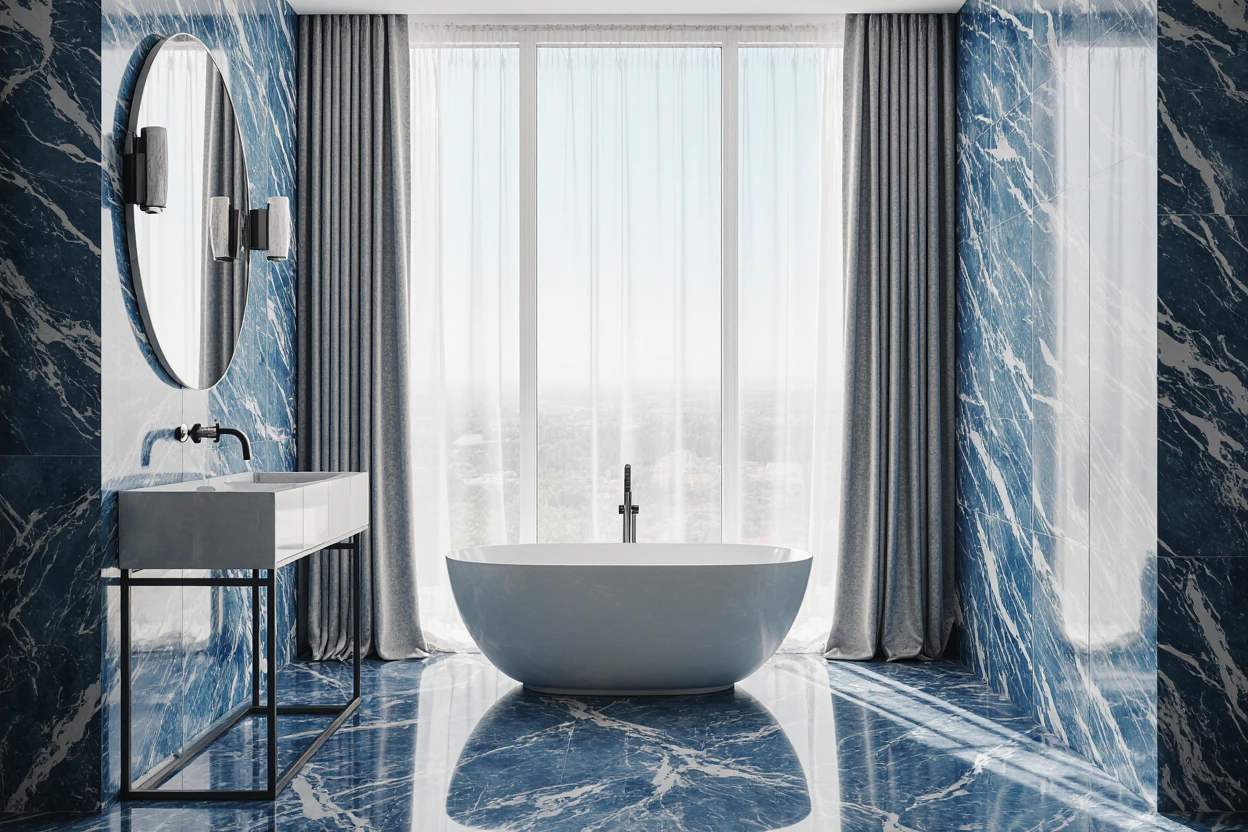 Голубой мрамор в интерьере: элегантные решения для дома и офиса