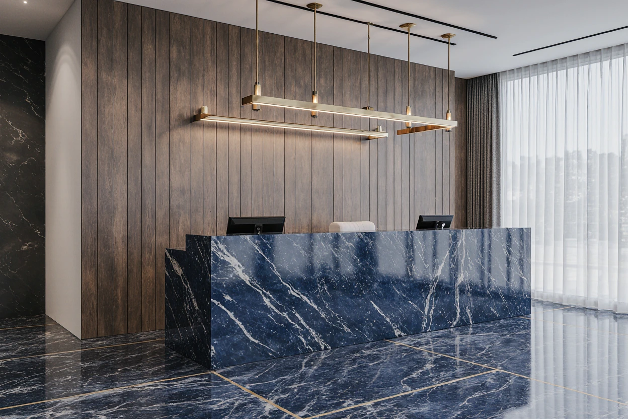 Голубой мрамор в интерьере: элегантные решения для дома и офиса