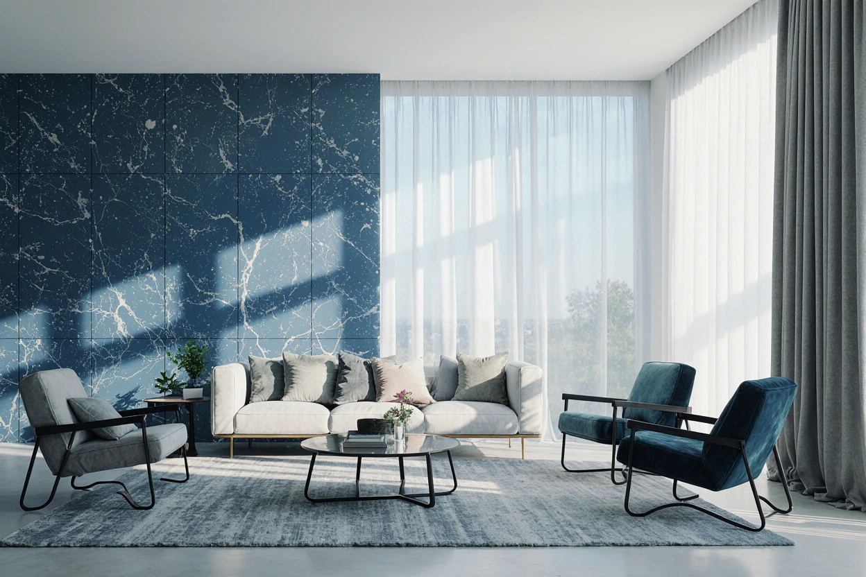 Голубой мрамор в интерьере: элегантные решения для дома и офиса